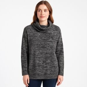 Women's Cozy Black Gray Knit Sweater Size Large